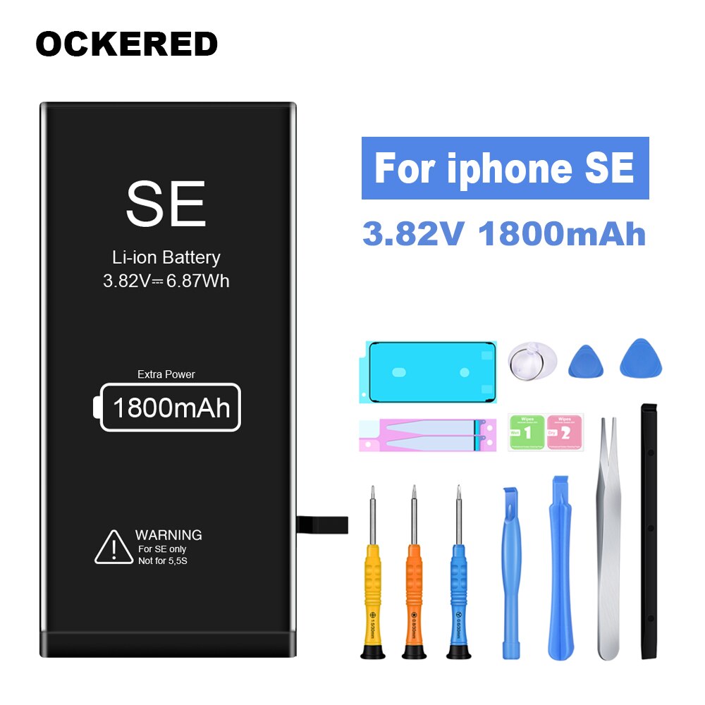 OCKERED Batterie für iphone 7 Für iPhone 6s Batterie Ersatz Bateria für iPhone 5S 5C 6 7 6Plus 7Plus Telefon Batterie mit Werkzeuge: Pro iphoneSE 1800mAh