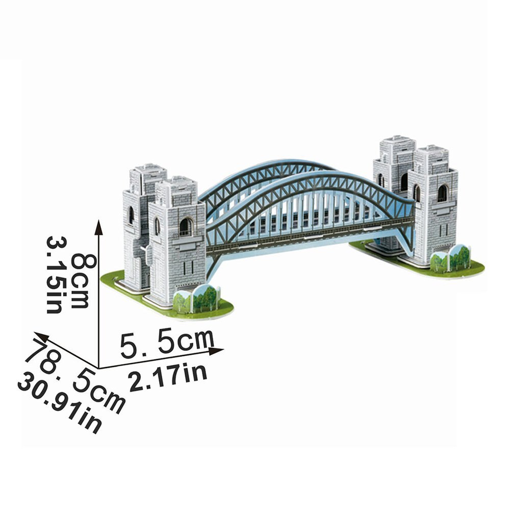 Mini Magic world Architecture Eiffel Tower Statue of Liberty card paper 3D Puzzle building models Educational Toys Kids: Sydney Bridge