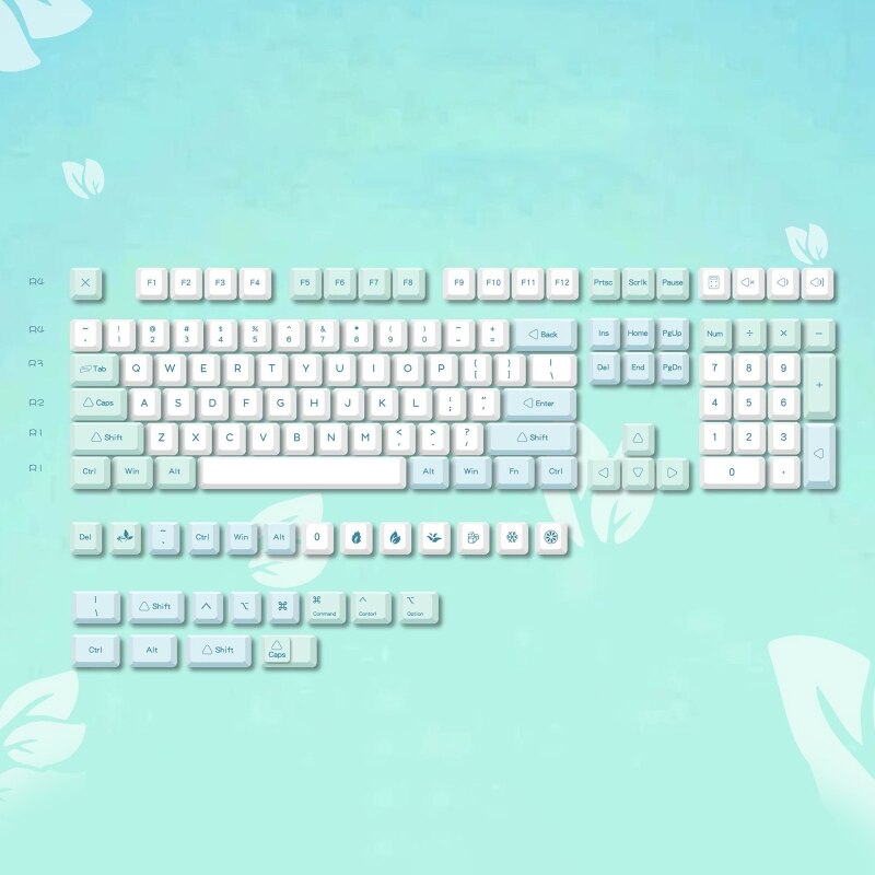 Keycaps only,133Keys Minimalist Ice Mint Keycap XDA Profile Dye-Sub Keycap for cherry Switch