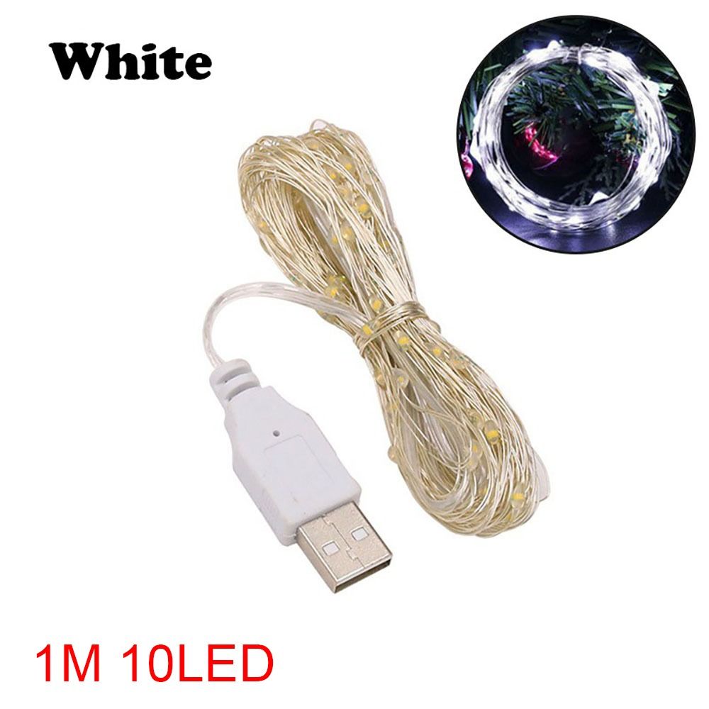 1/2/3/5M/0M USB LED String Lights Copper Silver Wire Garland Light Waterproof Fairy Light For Christmas Wedding Party Decoration: changeable