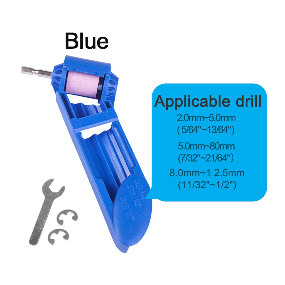 2.0-12.5mm/Set Drill Bit Sharpener Portable Corundum Grinding Grinder Quick Install Tools Hand Drill Modification: Blue and 1 Stones
