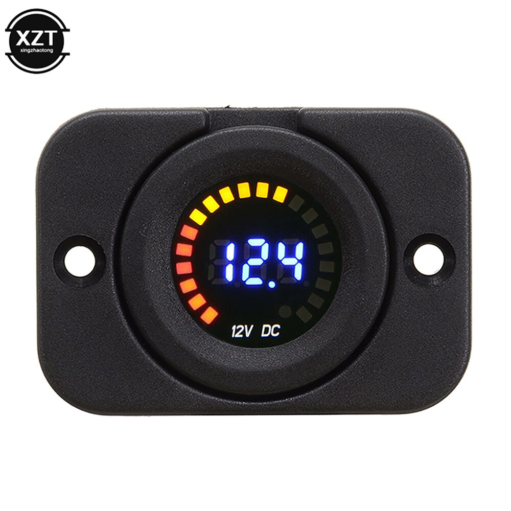 Dc 12V Auto Motorfiets Waterdichte Blauwe Led Digitale Display Voltmeter Volt Meter Gauge