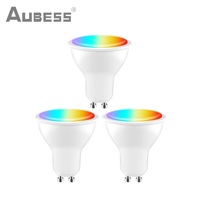 Aubess Tuya GU10 Wifi Smart Light Led-lampen Rgb + Cw 4W Dimbare Lampen Smart Leven App Remote Contro werken Met Alexa Google Thuis: 3PC
