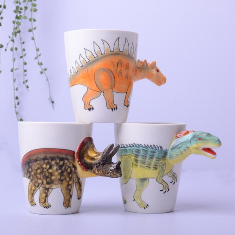 Tasse en céramique 400ml animaux de dessin animé tasse à café et lait tasse de couleur peinte à la main 3d animaux bureau maison enfant tasse
