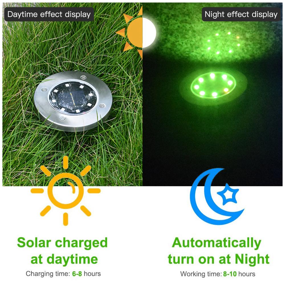 Solar ground light outdoor 8color solar disc garden light garden ground waterproof lighting courtyard terrace walkway driveway