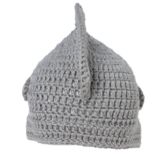 Roman Knight Helmet Caps Winter Warm Hats For Family Novelty Handmade Knit Hats Father Kids Beanies Cap Party Mask: grayadult