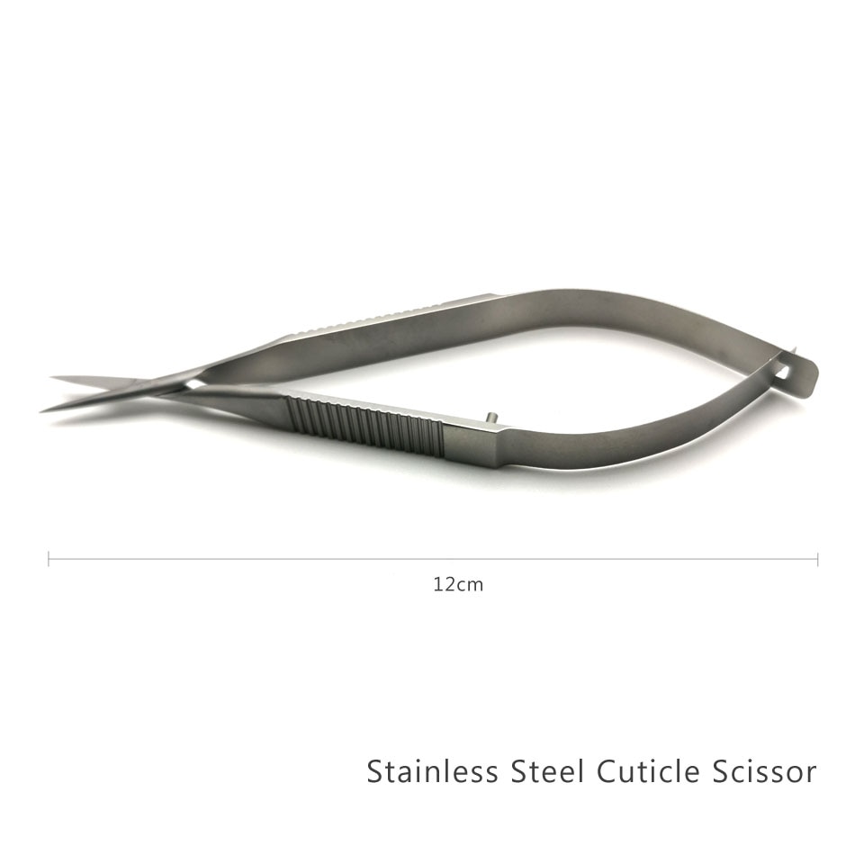 HYTOOS Stainless Steel Scissors Squeeze Straight Cuticle Scissor Dead Skin Cutter Open Eye Microscissors Manicure Tools 12cm