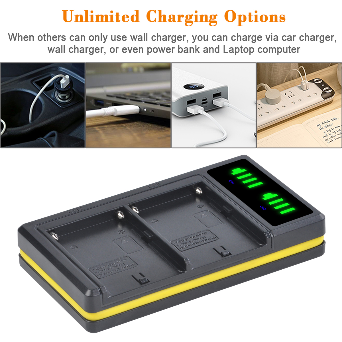 2800 mah np -f550 np-f570 batteri lcd usb Dobbel lader til yongnuo viltrox ledet videolampe  yn300 ii yn300 iii  yn600 luft