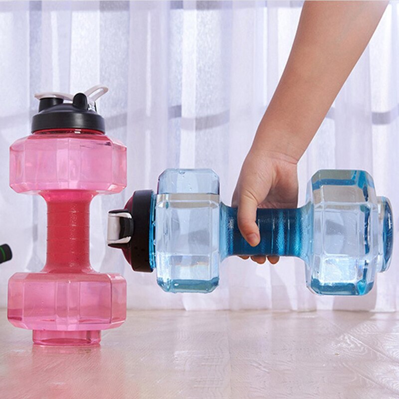 Bouteille d'eau de sport 2,2 l, haltère en forme d'haltère pour l'entraînement et le Fitness, unisexe