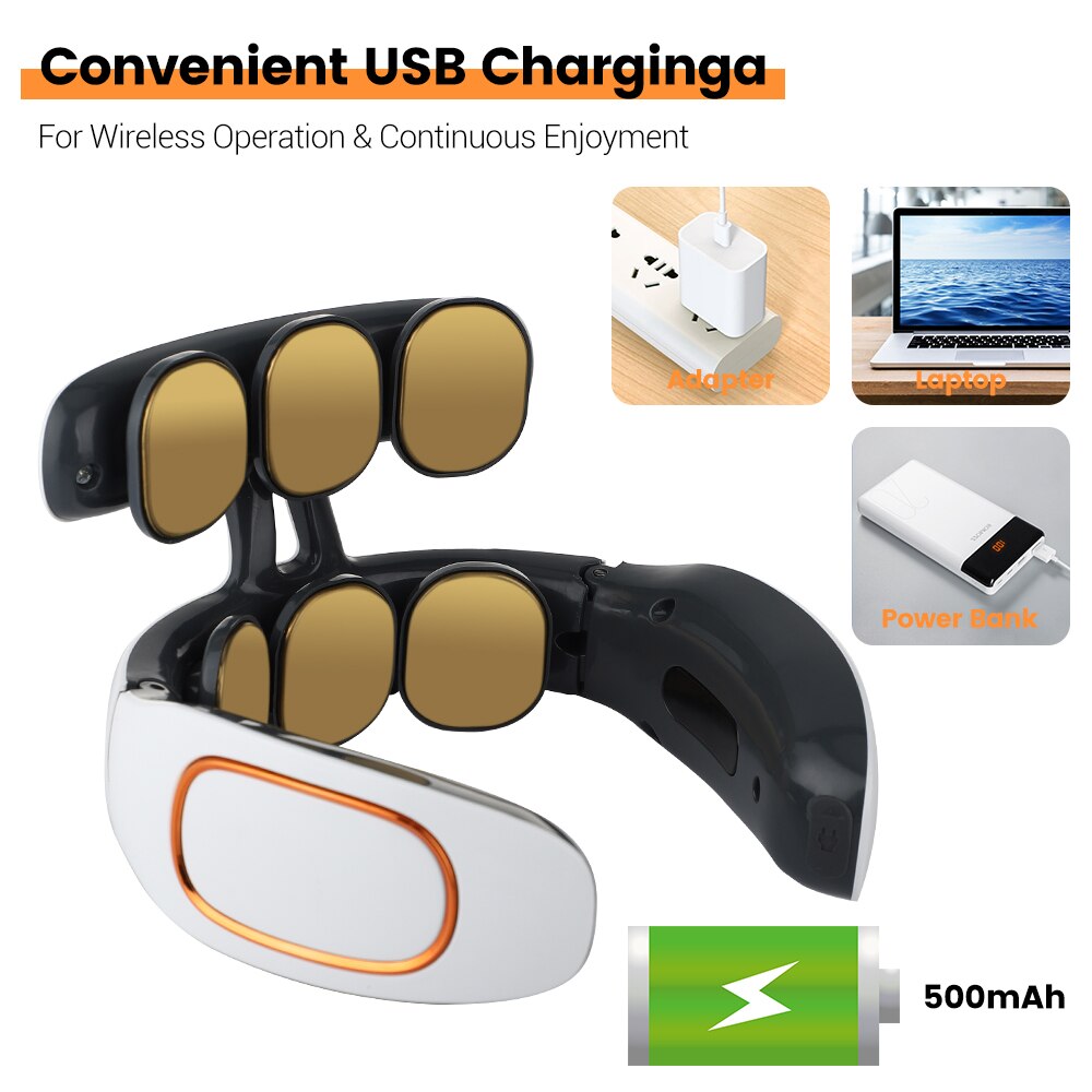 Smart EMS 6 Heads Neck Massager Shoulder Cervical Massager Micro-current Electric Compress Pulse Neck Protector Pain Relieve