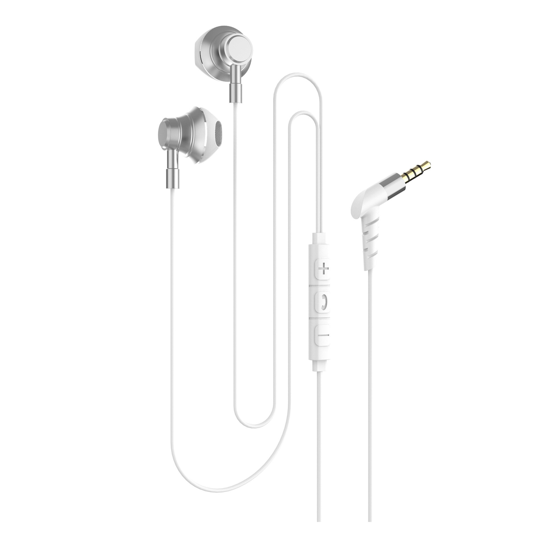 Słuchawki Douszne In-Ear z Basem - Przewodowe - Metalowe - Do Apple Android Tablet PC: Szary srebrny