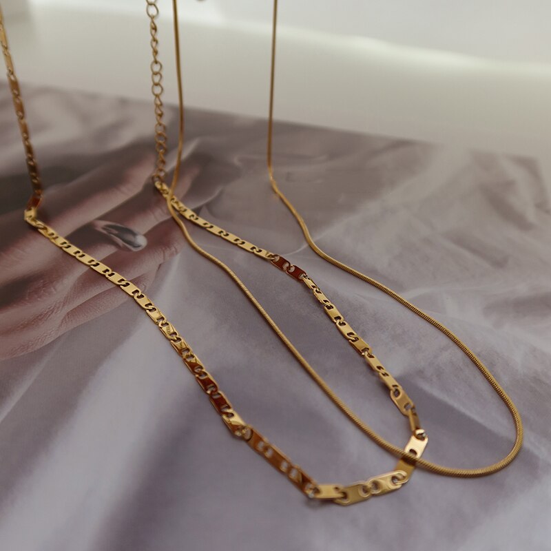 AOMU 3 Arten Punk Jahrgang Kubanischen Halsband Halskette Kragen Aussage Hüfte hüpfen klobig Gold Farbe Dünne Kette Halskette Frauen Schmuck
