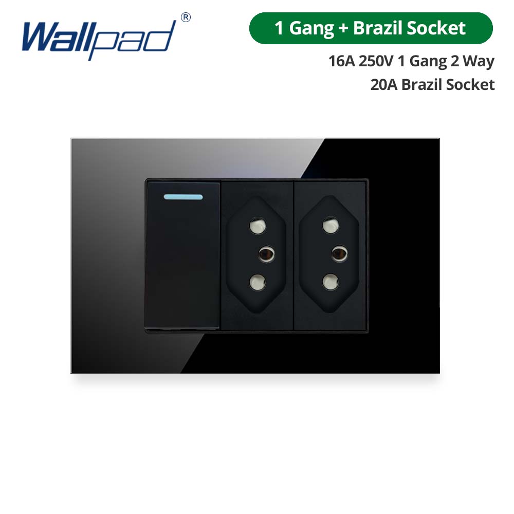 Wallpad sort hærdet glaspanel 1 2 3 4- gang nulstilling mellemliggende vægafbryder brasilien eu usa stikkontakt vippeknap 118*75mm: Orange