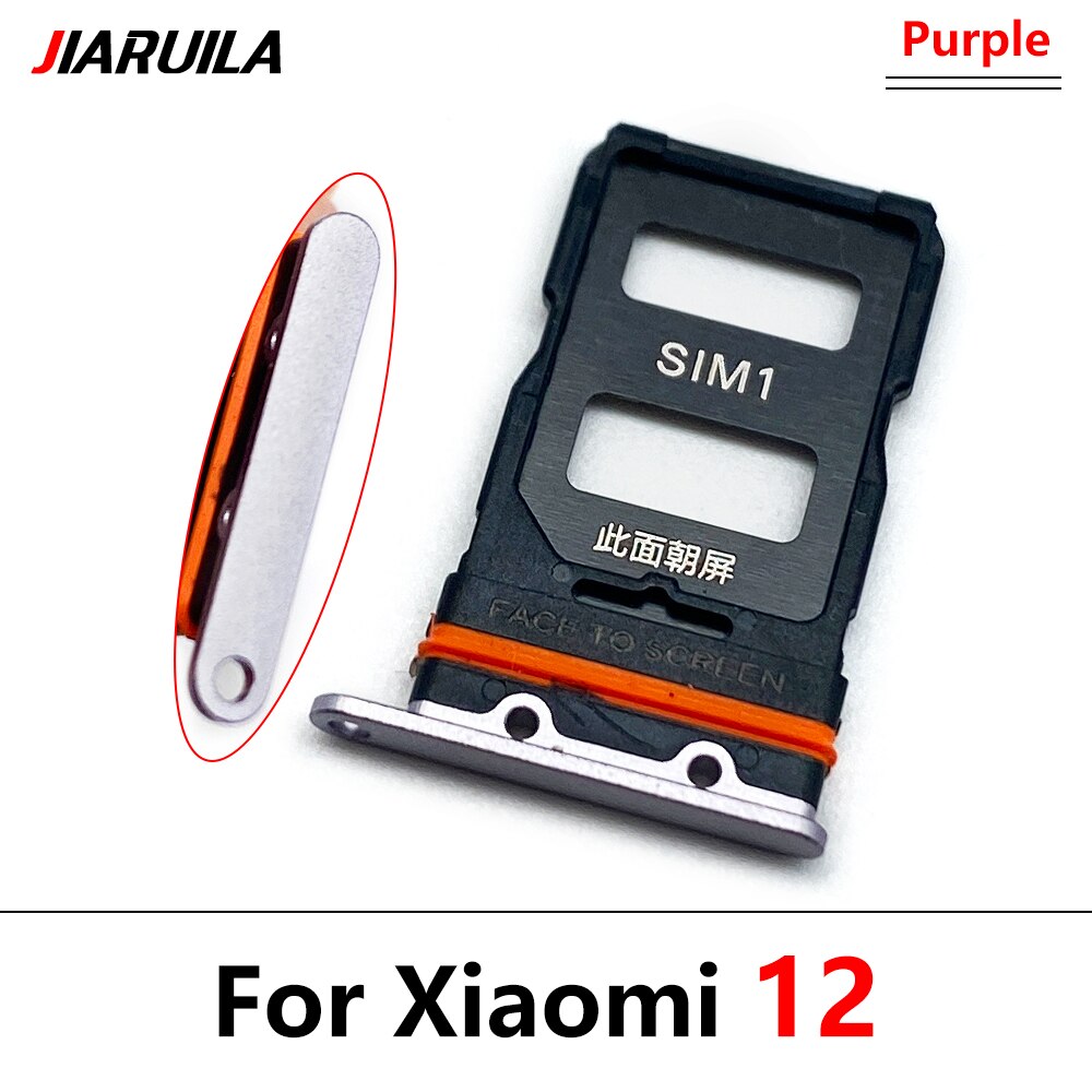 Sim Card Slot Lade Houder Voor Xiaomi Mi 11 Sd-kaart Lade Houder Met Vervanging Tools Voor Xiaomi Mi 11 lite Mi11 Pro Sim Tray: Mi 12 Purple