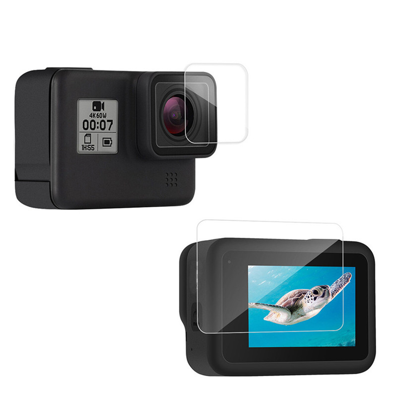 4 stuks HD Gehard Glas Screen + Lens Protector Film 2.5D Ultradunne Volledige Dekking voor GoPro Hero 8 Camera Accessoires