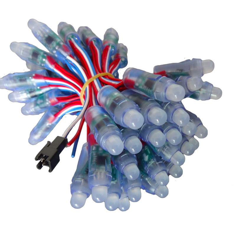 50 st/lot  dc 5v 12mm ws2811 ic led modul lampor  ip68 rgb digital led pixel modul string lampor för billboard elektronisk skärm