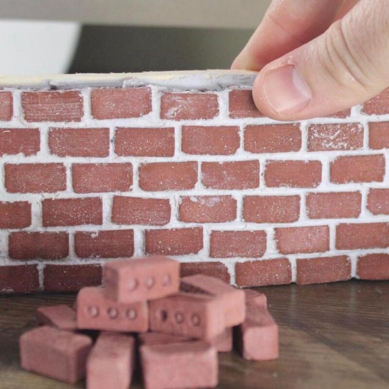 Onderwijs Klasse Muur Cement Speelgoed 32Pcs Mini Cement Sintel Bakstenen Bouwen Uw Eigen Kleine Muur Mini Rode Bakstenen rood