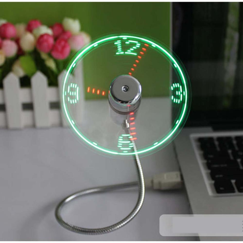 Mini USB Fan portable gadgets Flexible Gooseneck LED Clock Cool For laptop PC Notebook real Time Display durable Adjustable