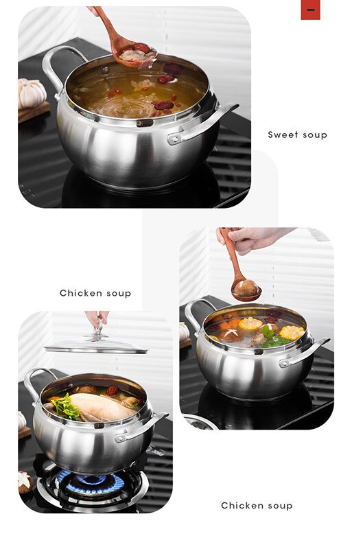Stainless Steel Pot Hotpot Induction Cooker Gas Stove Pot Home Kitchen Cookware Soup Cooking Pots for cooking milk chaffing dish