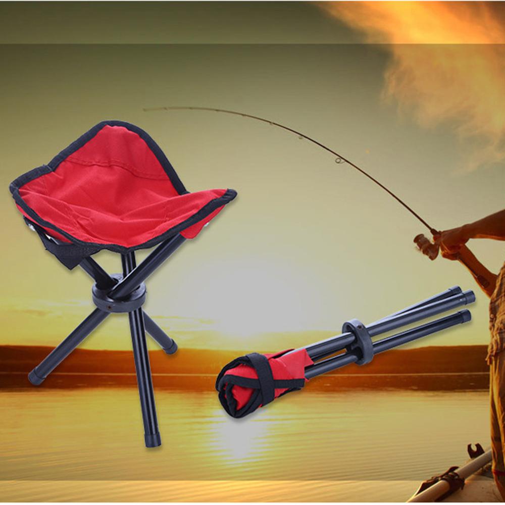 Portable Folding Camping Hiking Beach Chairs BBQ Stool Red Fishing Outdoor Lightweight Three foot stools Casual Fishing Gear