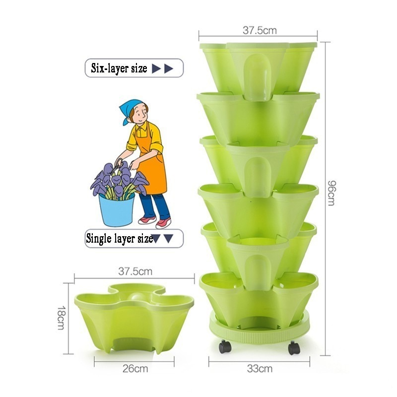 PP three-dimensional three-petal flower/strawberry pot multilayer stacking cultivation pot vegetable melon fruit planting pot