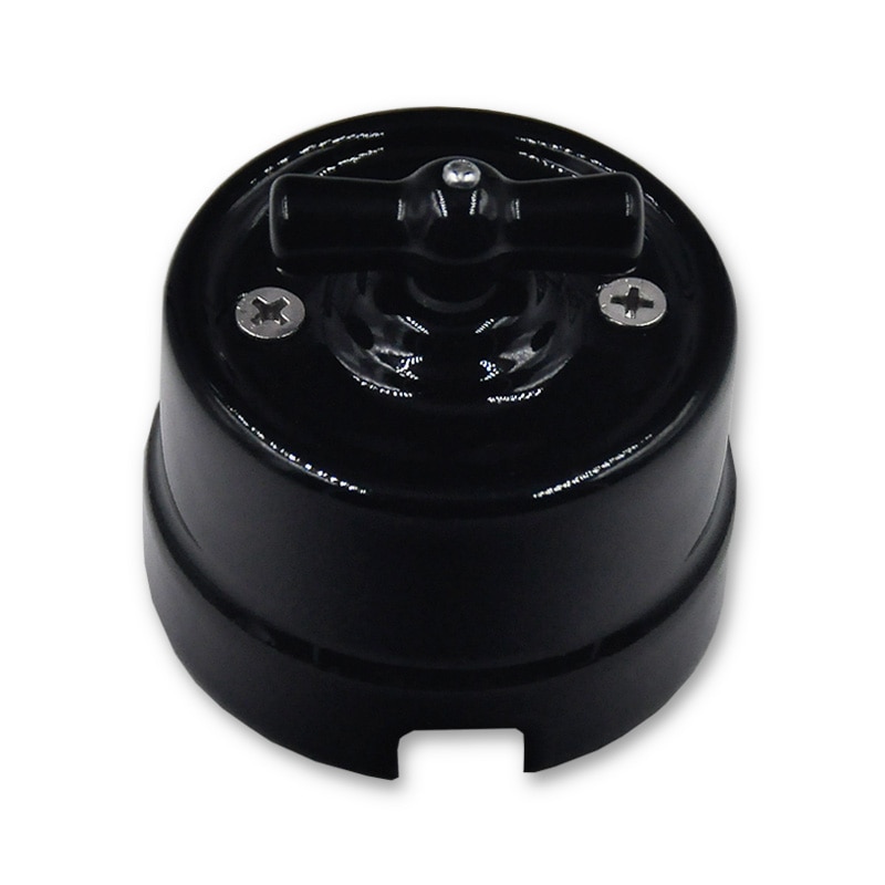 Home Improvement High Wall Light Knob Switch Ceramic Rotary Switch and 1-3 Gang Wooden Base