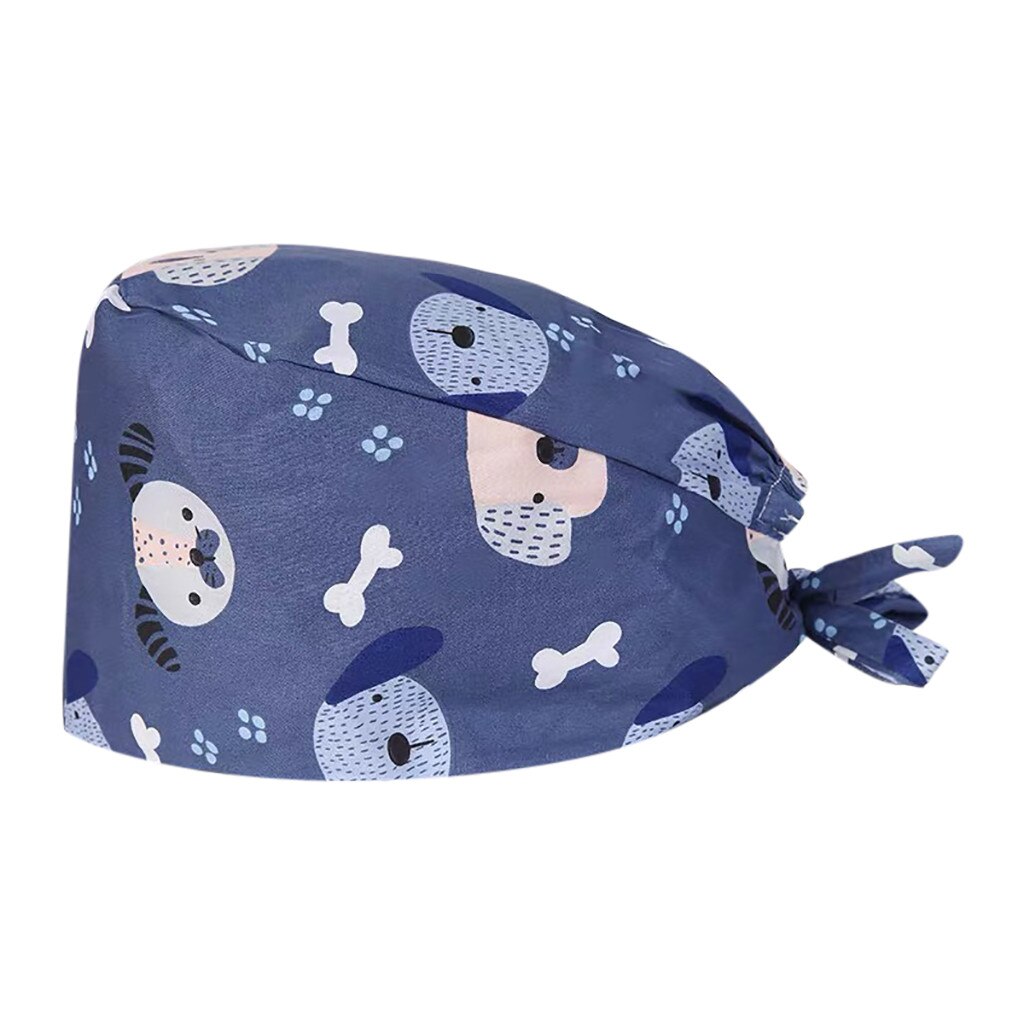 Gorro de trabajo con estampado de botones para enfermera, gorro de trabajo informal Unisex, accesorios para enfermeras: Negro