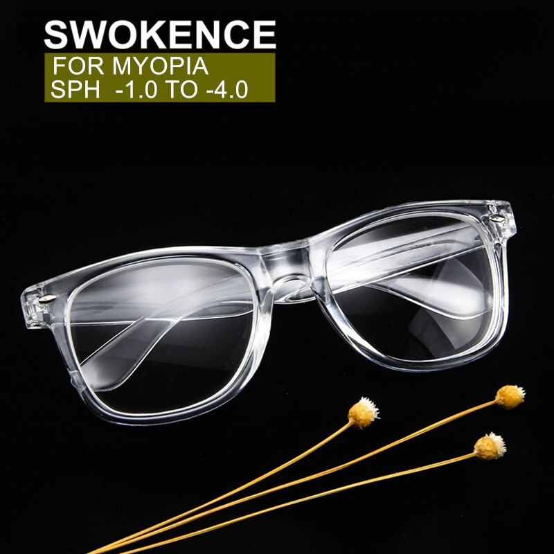 Swokence transparant montuur myopie bril sph  -1.0 to -4.0 heren dames bril op sterkte voor bijziendheid  f058