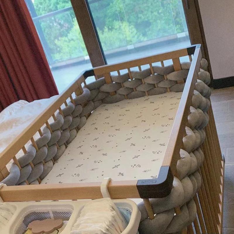 2M Baby Bett Stoßstange Seiten in sterben Krippe nordisch handgefertigt flechten Krippe Stoßfänger Geflecht Knoten Neugeborenen Bett Barriere Baby Zimmer Dekor