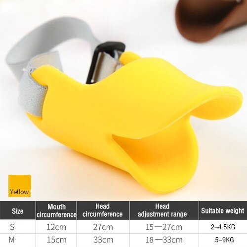 Anti-Bite Zachte Eend Siliconen Mond Cover Met Verstelbare Riem Hond Muilkorf Voor Kleine Honden Corgi Poedel Stop Barking en Kauwen: M / YELLOW