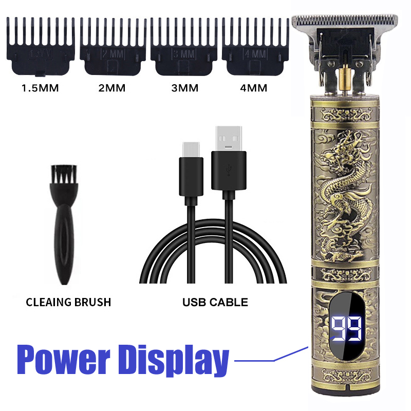 Cortadora de pelo Vintage T9, cortadora de pelo con carga rápida USB, cortadora de pelo eléctrica, Afeitadora portátil, peluquero: Oro