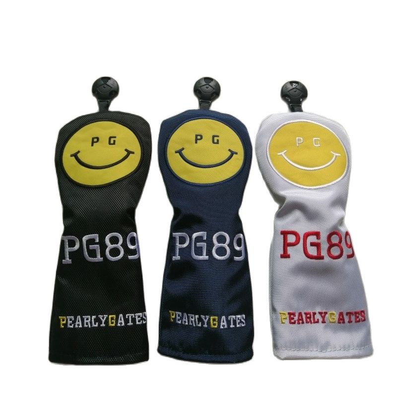 Golf Driver Fairway Woods Headcovers PG89 Smiling Face Nylon Golf Hybrid Blade Putter Covers For Clubs Set
