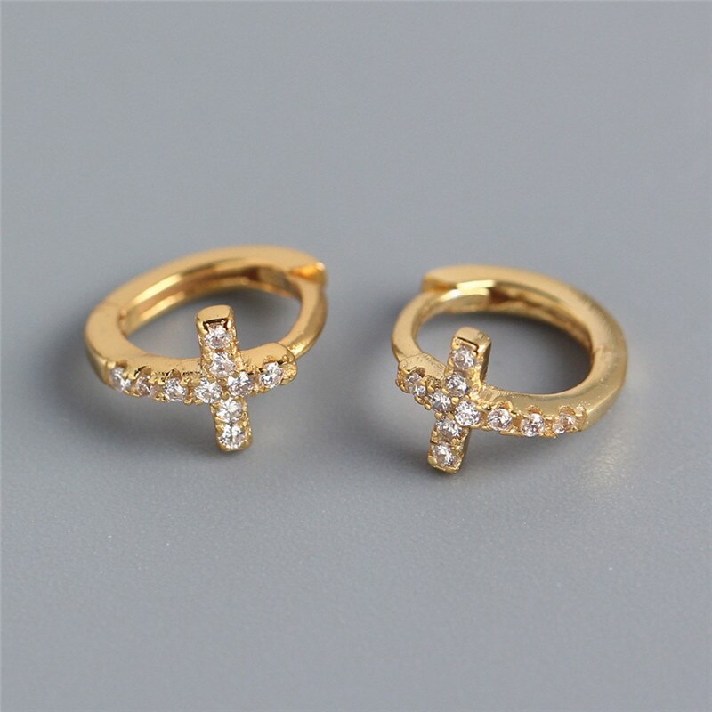 Ying Vahine 100% Plata de Ley 925 CZ, pendientes de Cruz para mujer