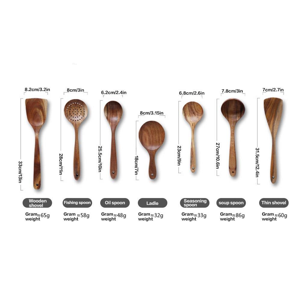 Houten Spatel Scoop Vergiet Koken Gebruiksvoorwerp Set Keuken Benodigdheden Koken Gereedschap Non-stick Hand Wok Schop Keuken Gereedschap