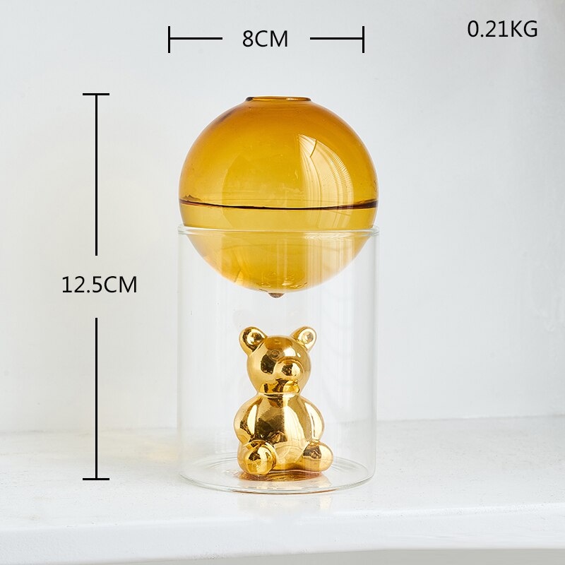 Jarrón nórdico para decoración del hogar, florero de oso con soporte, accesorios de decoración para el baño, maceta de flores, para el hogar: Yellow Vase