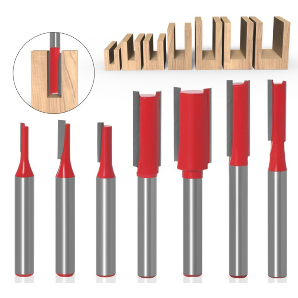 4/7Pcs 1/4" Shank Flush Trim Router Bits End Mill For Wood Lengthened Trimming Cutters With Bearing Woodworking Tool