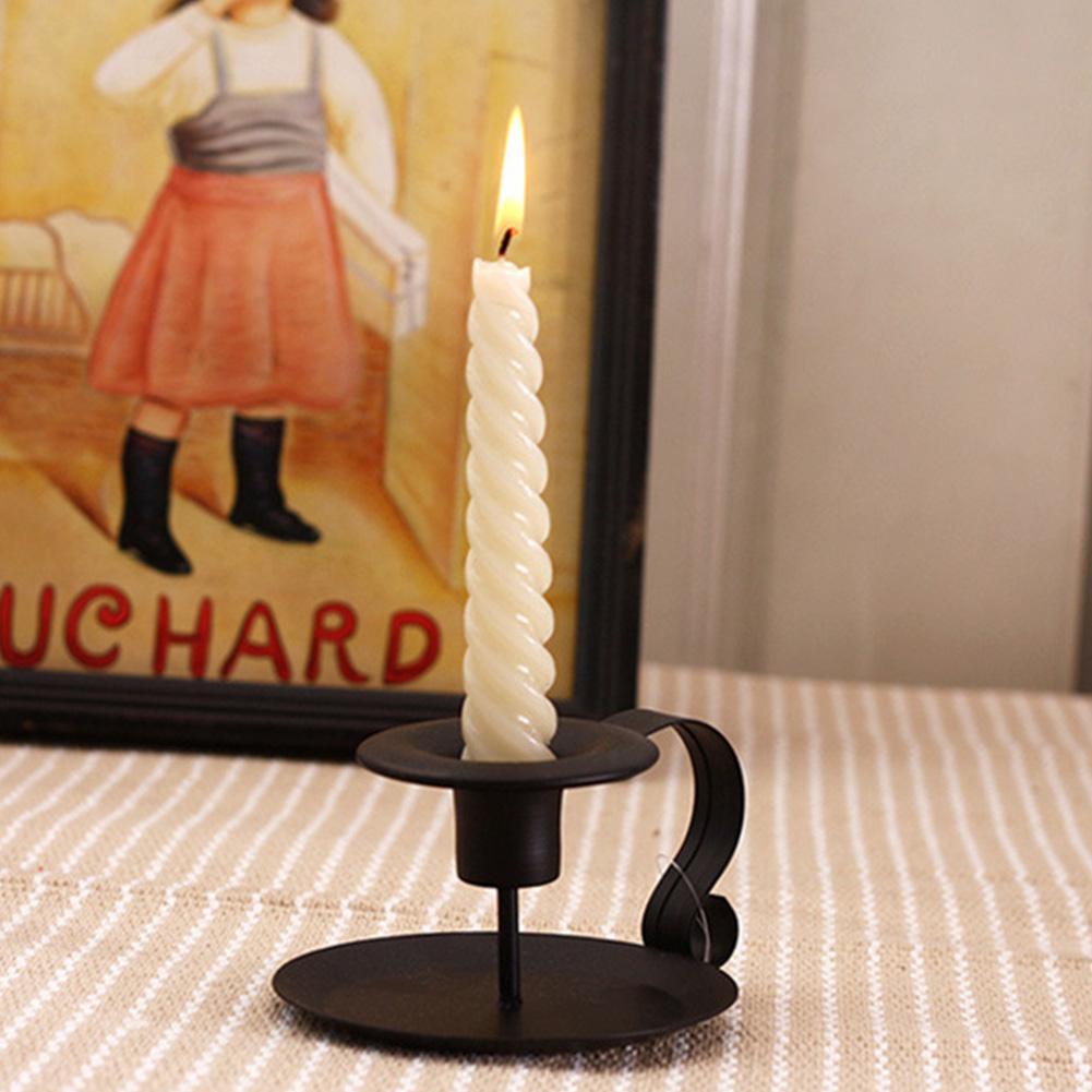Wrought Iron Retro Taper Candle Holders Candlestick Stand Home Decor Candlelight Dinner Kitchen Candelabrum Decoration Holder