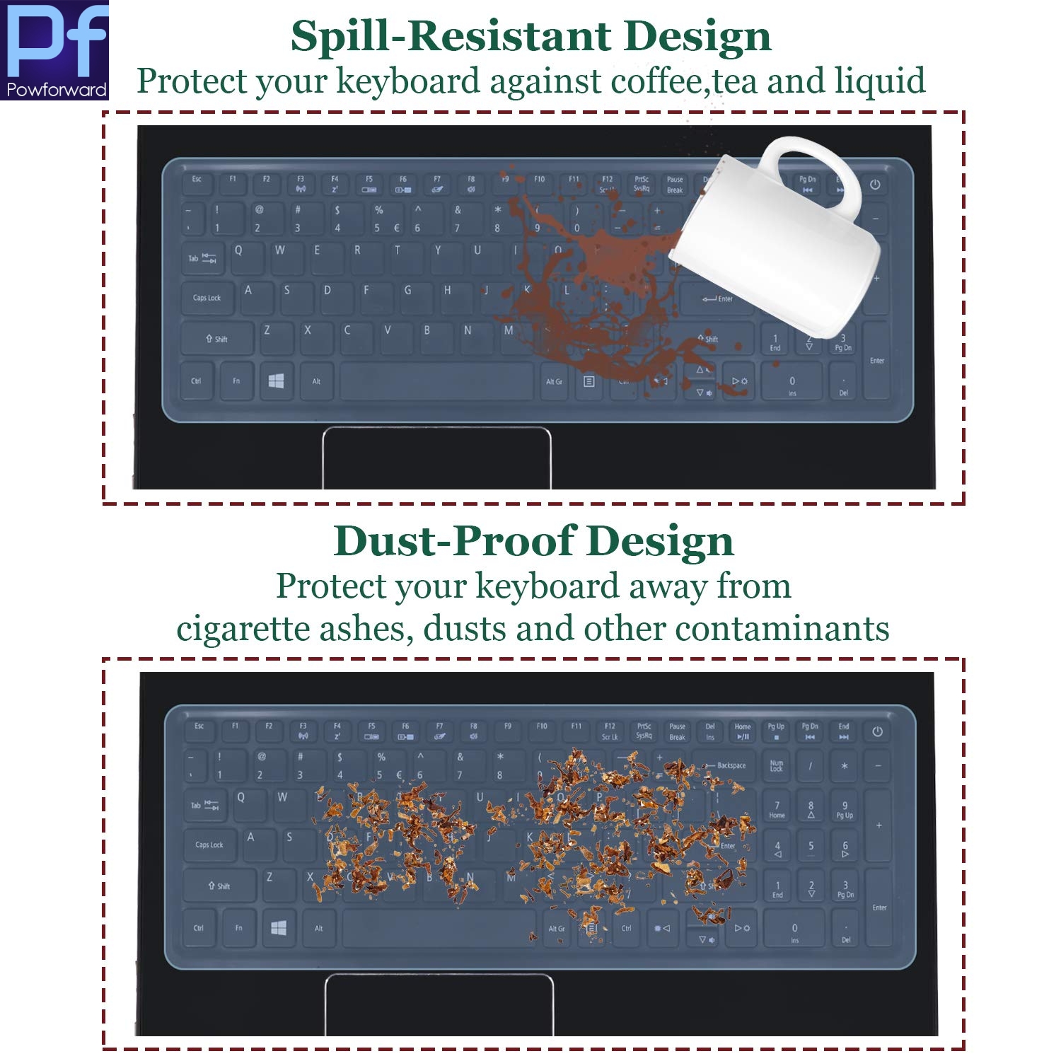 Universal Keyboard Cover for 15.6&quot; 17.3&quot; Laptop Notebook with Numeric Keypad Keyboard, Silicone Waterproof Protector Skin