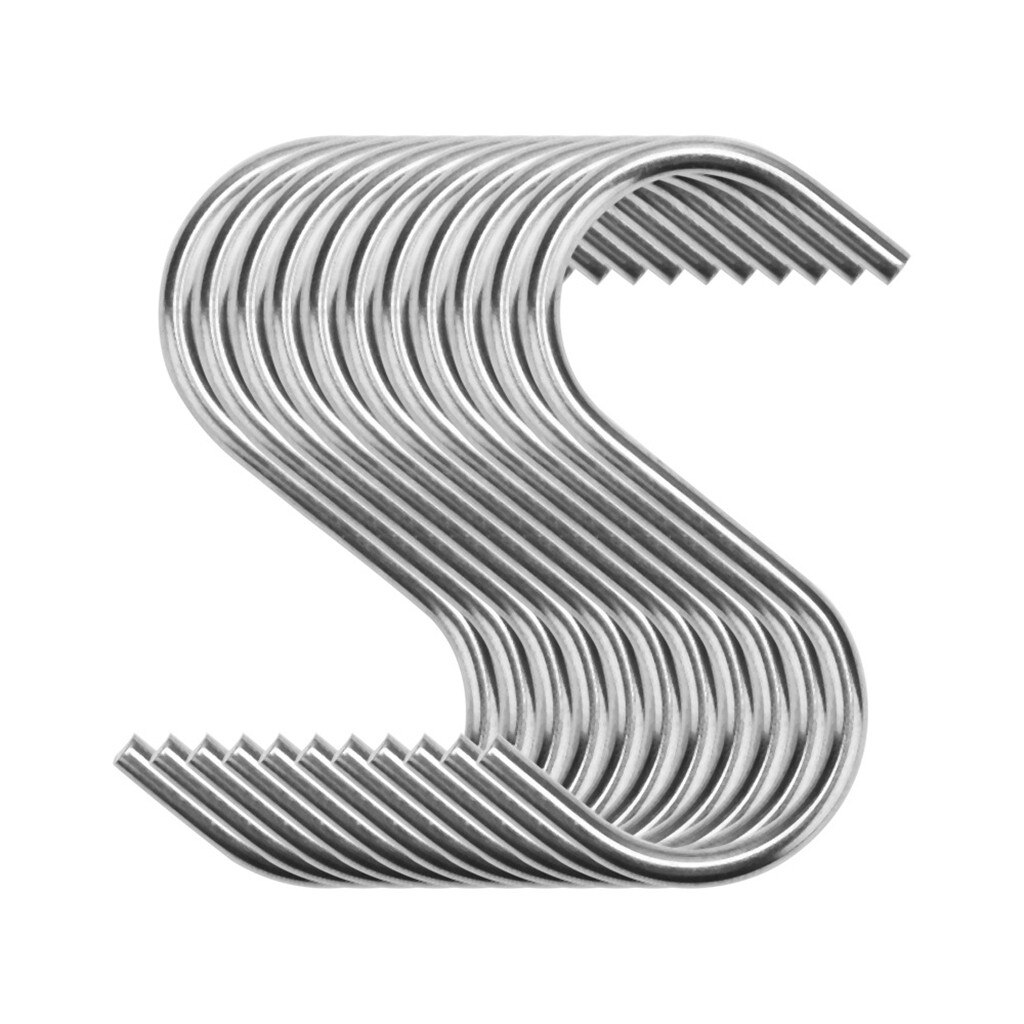 10Pcs Rvs S-Vorm Haak Keuken Slaapkamer Multifunctionele Reling S Hanger Haak Sluiting Holder Haken opknoping Opslag Gereedschap: Default Title