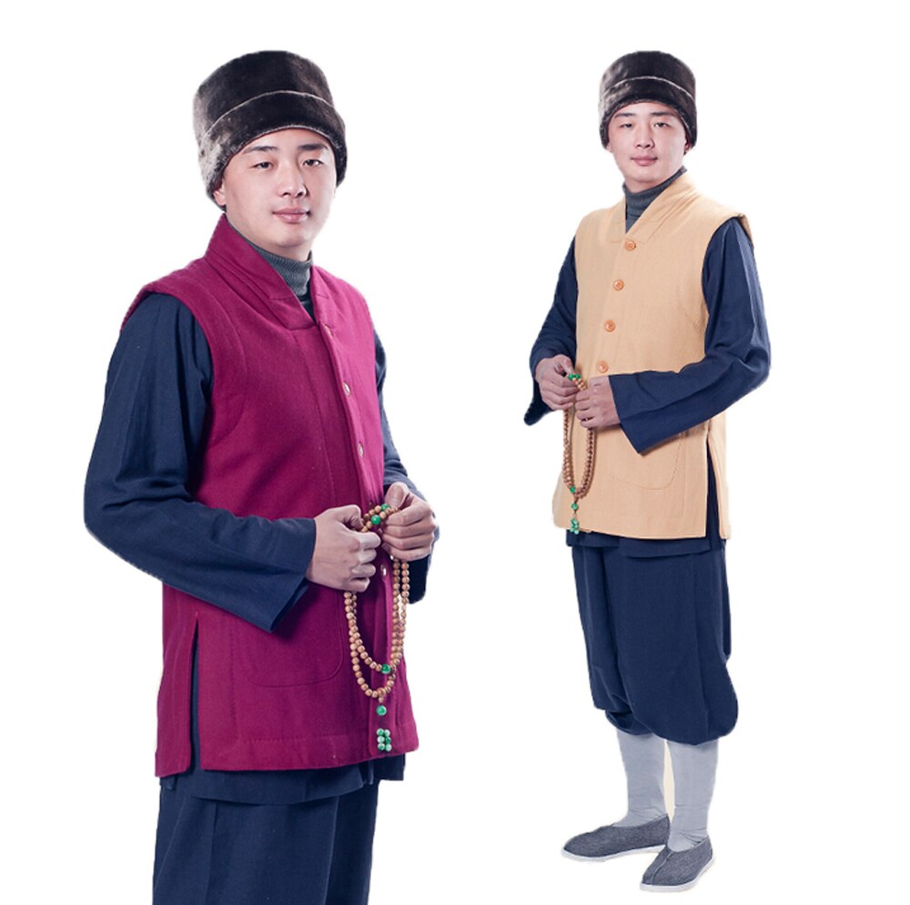 Buddhist Monk Winter Woolen Vest Warm Robe Kungfu Shaolin Costume