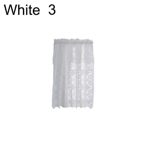 Paravent en dentelle à motif délicat de fleurs, 3 tailles, blanc et bleu, pour fenêtre de balcon, rideau court en gaze, cantonnière de cuisine, décoration de maison: White 3