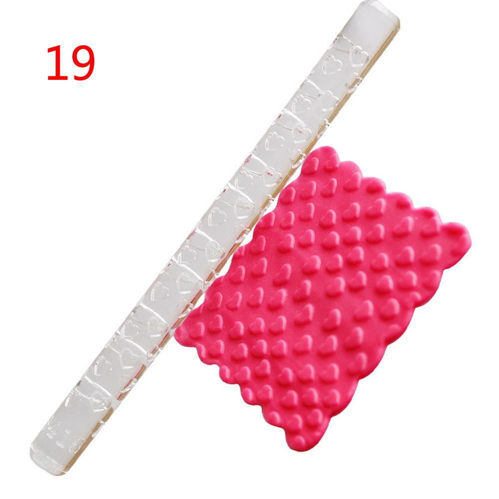 1PC Multi-style Acrylic Embossing Rolling Pin Fondant Cake Sugarcraft Impression Rolling Pin Pastry Roller Baking Tools
