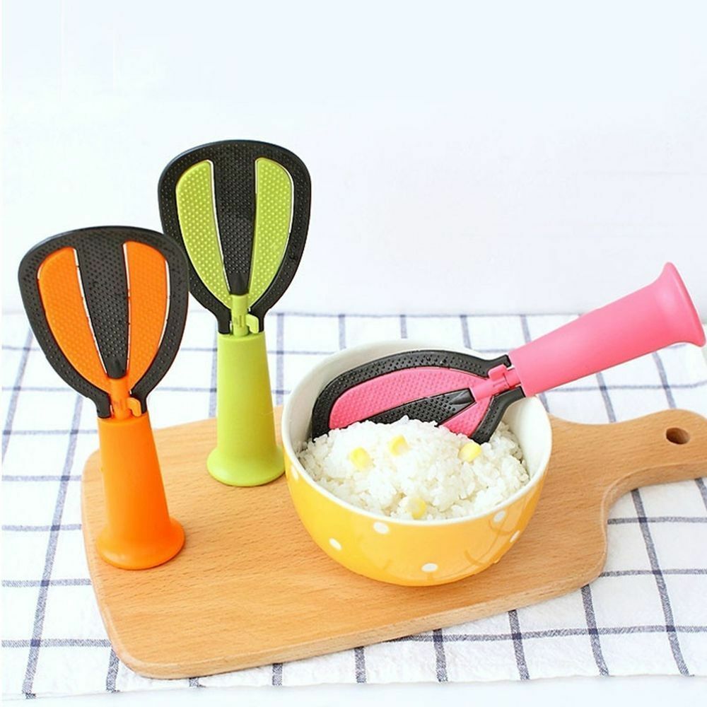 2 In 1 Multifunctional Rotating Kitchen Gadget Vertical Revolving Egg Beater Non-stick Rice Spoon Economic Cooking Tools