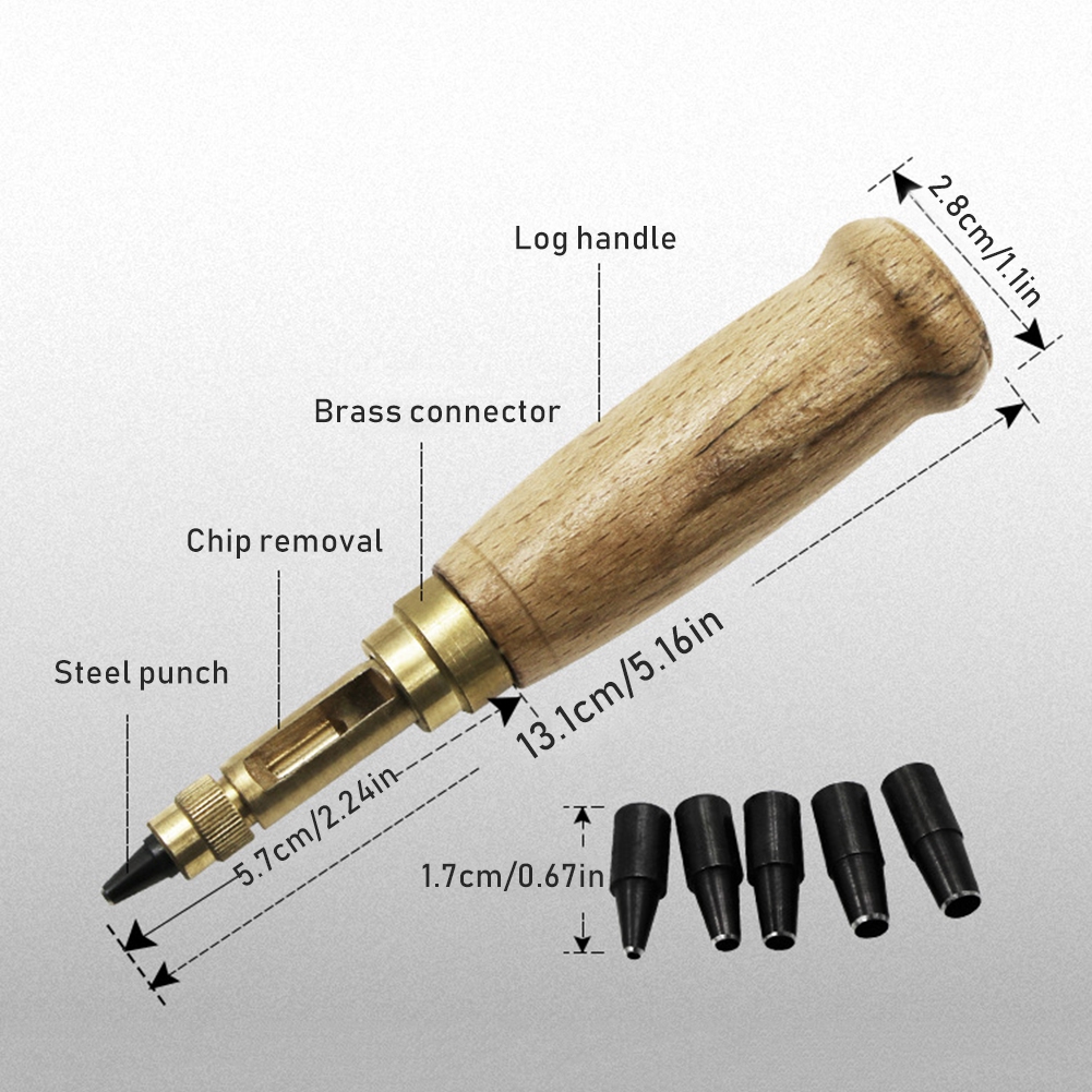 6pcs Tips Belt Screw Hole Punch Leather Tool Book Drill Craft Paper Punch Kit 1.5mm 2mm 2.5mm 3mm 3.5m 4mm