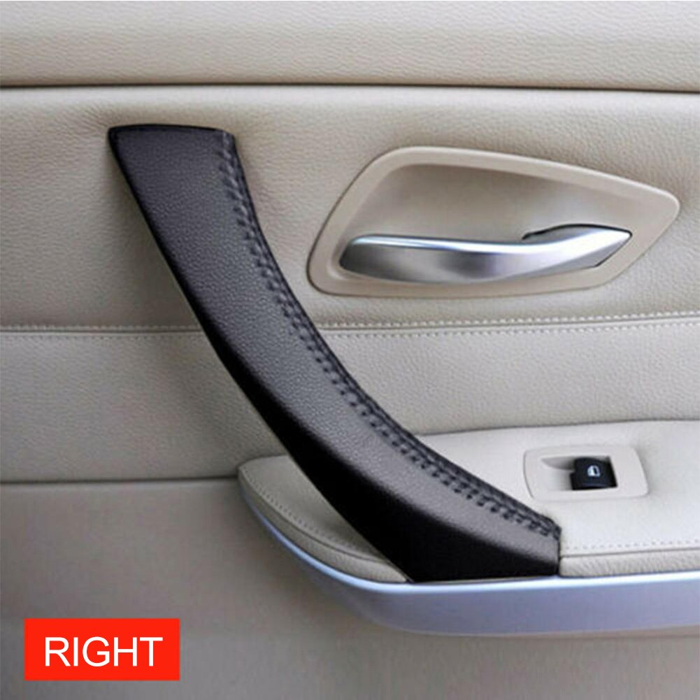 Cubierta de manija de Panel de puerta de cuero, embellecedor de tracción Interior derecha/izquierda para BMW Serie 3, E90, E91, E93, 2005-12, costura de piezas interiores de coche