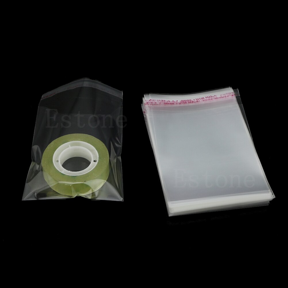 100 stk / lot opp selvklæbende plasticpose klar smykker emballage 8 cmx 12cm 3.1 "x4.7"