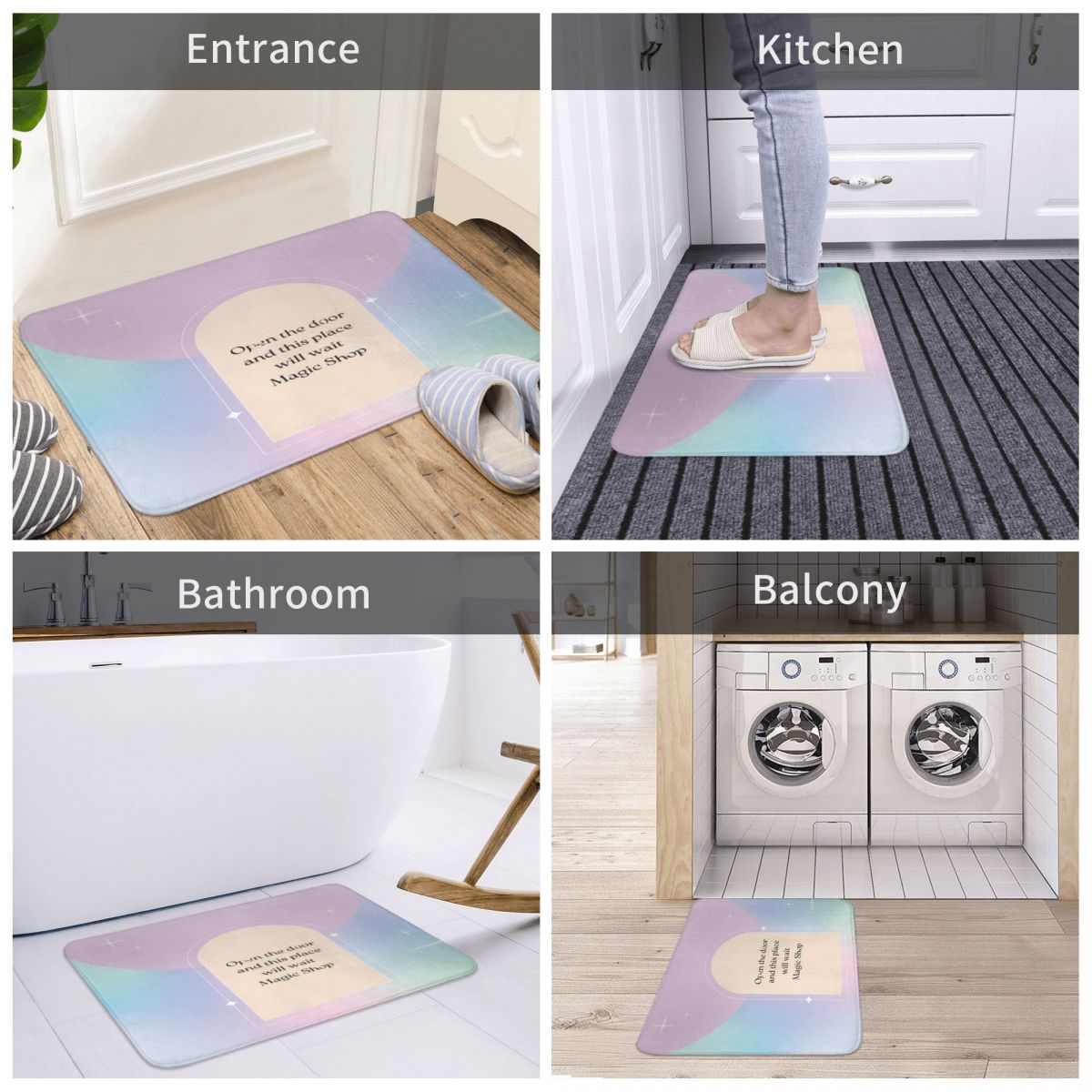 Magic Shop BTS-alfombra de decoración 3D, felpudo antideslizante para entrada, sala de estar, cocina, baño, balcón a prueba de agua y aceite