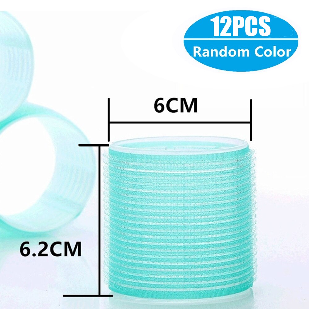 Jumbo taille cheveux rouleaux ensembles 12 Pack auto Grip Salon de coiffure bigoudis bigoudis bricolage bouclés coiffure rouleaux espiral: 6cm x 12pcs