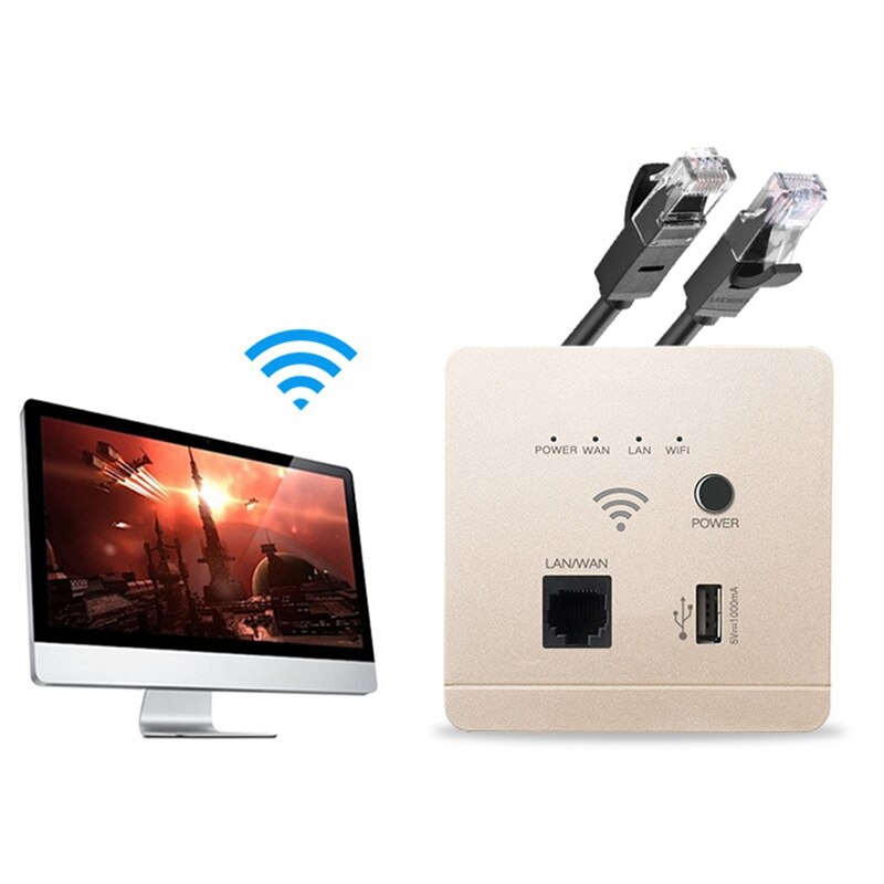 86mm 300Mbps Wall Router with USB Socket Smart Wifi Repeater Extender Wall Embedded 2.4Ghz Router Panel