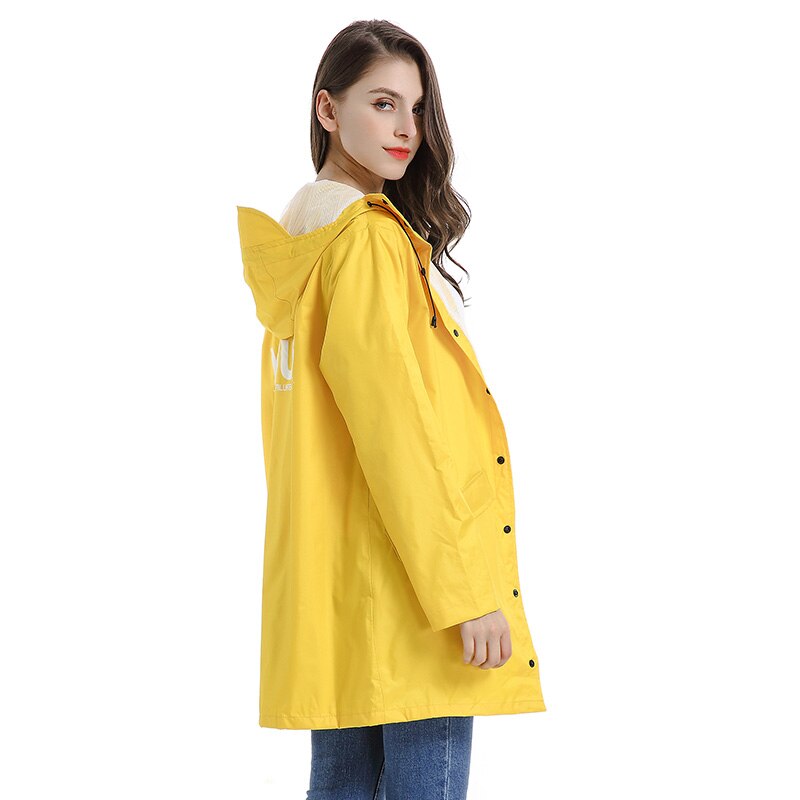 Gul lång regnkappa vuxen utomhuskappa resor vandring regnkappa vindjacka vattentät regnponcho tjockare capa de chuva